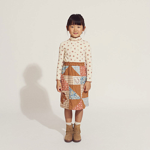 Лонгслив с воротником Gingersnaps "Rosemary", цветы на ванильном